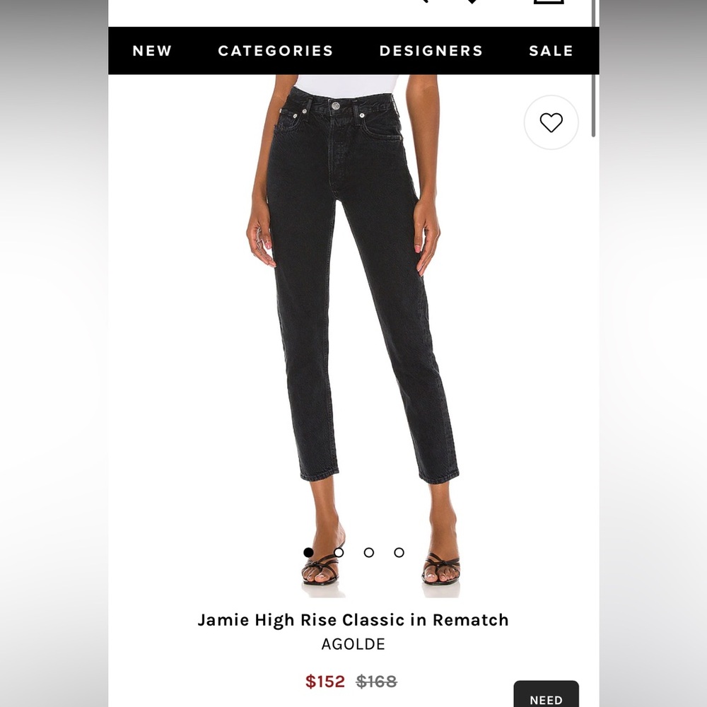 AGOLDE Jamie High Rise Classic in Rematch Size 27